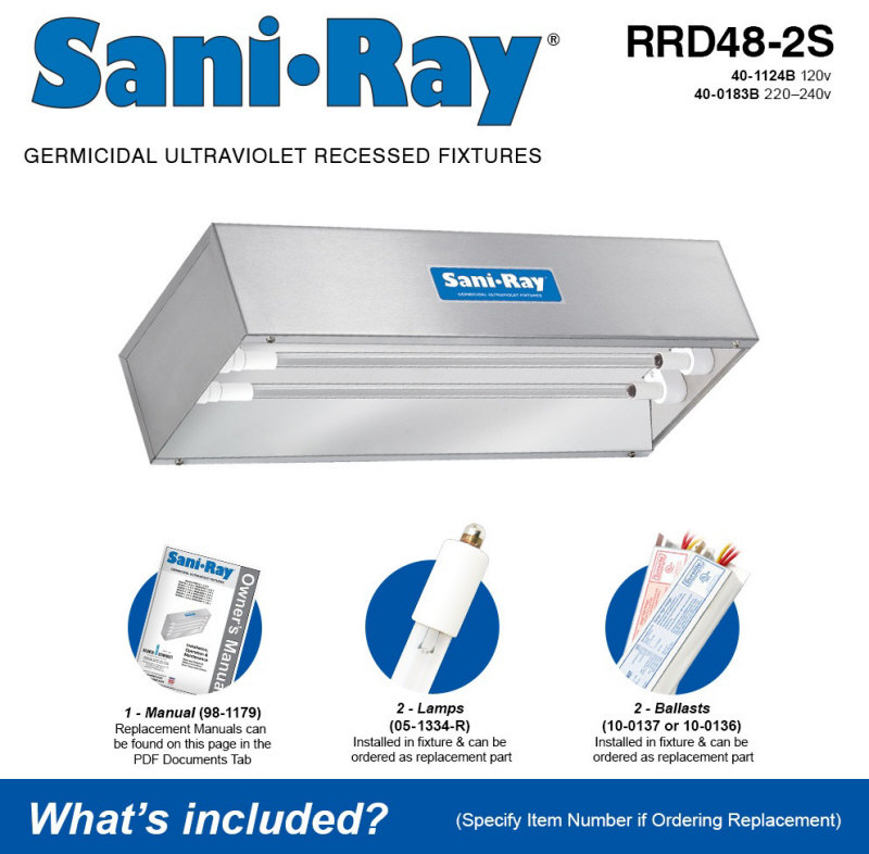 Atlantic UV Sani Ray RRD48-2S Ultraviolet Light Air & Surface Sanitizer Unit