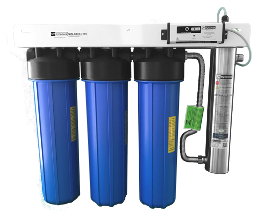 UV Dynamics Triple Cartridge and UV Water Purifier Mini-Rack Water Treatment System